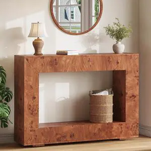 47.2" Burl Wood Console Table, Narrow Entryway Table with Storage, Modern Luxury Sofa Table for Living Room, Entrance, Hallway, Foyer & Office, Brown 47.2" Burl Wood Console Table, Narrow Entryway Table with Storage, Modern Luxury Sofa Table for Living Room, Entrance, Hallway, Foyer & Office, Brown