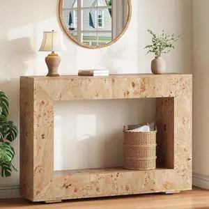 47.2" Burl Wood Console Table, Narrow Entryway Table with Storage, Modern Luxury Sofa Table for Living Room, Entrance, Hallway, Foyer & Office, Natural 47.2" Burl Wood Console Table, Narrow Entryway Table with Storage, Modern Luxury Sofa Table for Living Room, Entrance, Hallway, Foyer & Office, Natural