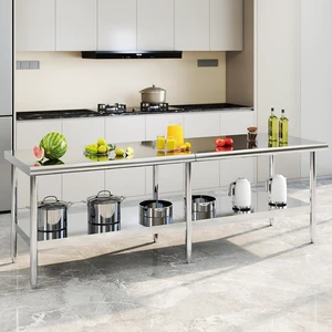 30x108 Inch Stainless Steel Work Table with Adjustable Undershelf, Heavy Duty Prep Table with Lower Shelf for Kitchen, Restaurant, Home and Commercial Use 30x108 Inch Stainless Steel Work Table with Adjustable Undershelf, Heavy Duty Prep Table with Lower Shelf for Kitchen, Restaurant, Home and Commercial Use