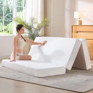 Full Folding Sofa Bed for Floor, 6" Tri-Fold Floor Mattress with Washable Cover, Portable Sofa Couch Guest Mat for Adults, Foldable Topper for Camping, White, 54"x75" Full Folding Sofa Bed for Floor, 6" Tri-Fold Floor Mattress with Washable Cover, Portable Sofa Couch Guest Mat for Adults, Foldable Topper for Camping, White, 54"x75"