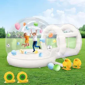 13FT Inflatable Bubble House with Dual Air Blowers, Dome Bubble Pavilion for Birthday Parties, Weddings & Gender Reveal Celebrations, Includes 750W & 550W Blowers 13FT Inflatable Bubble House with Dual Air Blowers, Dome Bubble Pavilion for Birthday Parties, Weddings & Gender Reveal Celebrations, Includes 750W & 550W Blowers