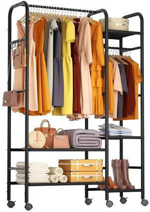 Korfile Portable Closets For Hanging Clothes,Wardrobe Closet Racks For Hanging Clothes,Sturdy Clothes Rack Heavy Duty,5-Tier Metal Freestanding Clothing Racks With Shelves, 45" X 16" X 69" Korfile Portable Closets For Hanging Clothes,Wardrobe Closet Racks For Hanging Clothes,Sturdy Clothes Rack Heavy Duty,5-Tier Metal Freestanding Clothing Racks With Shelves, 45" X 16" X 69"