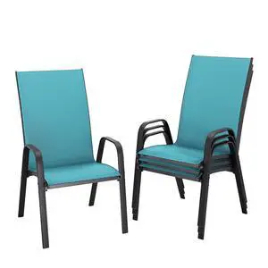 JEAREY Patio Dining Chairs Set of 4, Stackable Outdoor Chairs, Peacock Blue | Breathable Textilene w/Powder-Coated Steel Frame, 20" Wide High-Back Seat for Lawn, Garden, Deck, Poolside JEAREY Patio Dining Chairs Set of 4, Stackable Outdoor Chairs, Peacock Blue | Breathable Textilene w/Powder-Coated Steel Frame, 20" Wide High-Back Seat for Lawn, Garden, Deck, Poolside