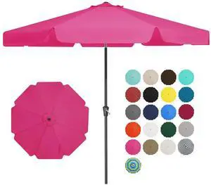 JEAREY 9' Outdoor Patio Umbrellas, Market Umbrella, Rose Pink | 8 Sturdy Ribs, Tilt & Crank lift, Vented Canopy, Ideal for Garden, Deck, Backyard, Pool JEAREY 9' Outdoor Patio Umbrellas, Market Umbrella, Rose Pink | 8 Sturdy Ribs, Tilt & Crank lift, Vented Canopy, Ideal for Garden, Deck, Backyard, Pool