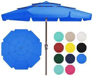 JEAREY 3 Tiers 9 FT Patio Umbrellas Outdoor Table Umbrella with Push Button Market Umbrella 8 Sturdy Ribs UV Protection Waterproof for Garden,Royal Blue JEAREY 3 Tiers 9 FT Patio Umbrellas Outdoor Table Umbrella with Push Button Market Umbrella 8 Sturdy Ribs UV Protection Waterproof for Garden,Royal Blue