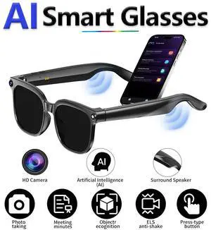 AI Smart Glasses, 8MP Camera for Photo & Video Recording, Real-Time Voice Translation, Bluetooth Calling, AI Voice Assistant, Smart Wearable Tech AI Smart Glasses, 8MP Camera for Photo & Video Recording, Real-Time Voice Translation, Bluetooth Calling, AI Voice Assistant, Smart Wearable Tech