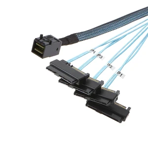 SFF-8643 Internal Mini SAS HD to (4) 29pin SFF-8482 connectors with SAS 15pin Power Port 12GB/S Cable 1M 3.3 feet SFF-8643 Internal Mini SAS HD to (4) 29pin SFF-8482 connectors with SAS 15pin Power Port 12GB/S Cable 1M 3.3 feet