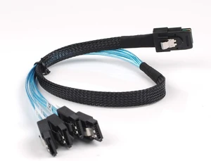 Mini SAS 36Pin (SFF-8087) Male to 4 SATA 7Pin Female Cable Mini SAS Host/Controller to 4 SATA Target/Backplane, 0.5M Mini SAS 36Pin (SFF-8087) Male to 4 SATA 7Pin Female Cable Mini SAS Host/Controller to 4 SATA Target/Backplane, 0.5M