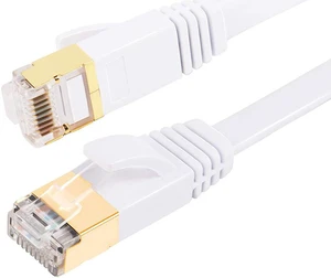 Cat 7 Flat Ethernet Cable 10 Gigabit Computer Network Cord for Xbox PS4 Modem Router Networking Switch (White, 1M/3.3ft.) Cat 7 Flat Ethernet Cable 10 Gigabit Computer Network Cord for Xbox PS4 Modem Router Networking Switch (White, 1M/3.3ft.)