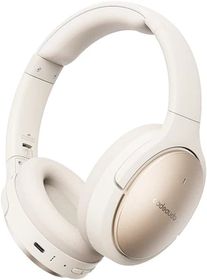 FiiO JN3 Noise Cancelling Headphones, LDAC Hi-Res Audio, 115H Battery Life, Bluetooth 6.0, Deep Bass, Spatial Audio, Over-Ear Wireless Headphones with Mic (Black) Apricot White