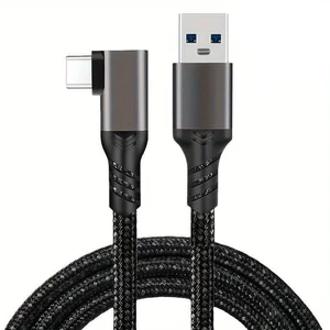 USB to USB-C VR Link Cable 90 Degree Elbow Type-C Nylon Braided Cable for Meta Quest 3S /3/2 Pro, Pico 4 Ultra / 4 and PC/Steam VR Headset Gaming-1.64ft USB to USB-C VR Link Cable 90 Degree Elbow Type-C Nylon Braided Cable for Meta Quest 3S /3/2 Pro, Pico 4 Ultra / 4 and PC/Steam VR Headset Gaming-1.64ft