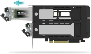 Removable 2 Bay M.2 NVMe SSD to PCIe 5.0 x8 Mobile Rack Enclosure/Adapter for PCIe Expansion Slot (Bifurcation Required) - ExpressSlot Elite MB842M5P-B Removable 2 Bay M.2 NVMe SSD to PCIe 5.0 x8 Mobile Rack Enclosure/Adapter for PCIe Expansion Slot (Bifurcation Required) - ExpressSlot Elite MB842M5P-B