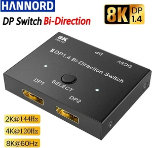 DisplayPort Switch 8K Splitter Bidirectional DP 1.4 Switcher Box 2 in 1 Out / 1 in 2 Out Supports 8K@30Hz 4K@120Hz Compatible with PC Host Monitor Laptop etc DisplayPort Switch 8K Splitter Bidirectional DP 1.4 Switcher Box 2 in 1 Out / 1 in 2 Out Supports 8K@30Hz 4K@120Hz Compatible with PC Host Monitor Laptop etc