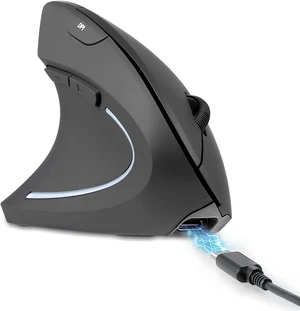Perixx PERIMICE-713LR - Cordless Rechargeable Vertical Mouse - Duo Wired and Wireless Charging Feature - 6 Buttons Design - Black - Left Handed Perixx PERIMICE-713LR - Cordless Rechargeable Vertical Mouse - Duo Wired and Wireless Charging Feature - 6 Buttons Design - Black - Left Handed
