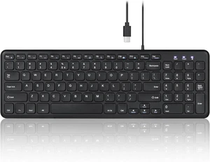 Perixx PERIBOARD-213C Wired Silent USB-C Scissor Keyboard - 14.45x4.76x0.71 Inches Compact Design with Number Pad - Black - US English Perixx PERIBOARD-213C Wired Silent USB-C Scissor Keyboard - 14.45x4.76x0.71 Inches Compact Design with Number Pad - Black - US English
