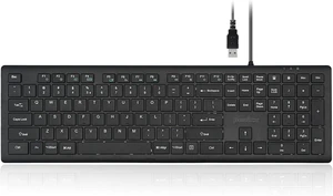 Perixx PERIBOARD-210II US Wired Full-Size USB Keyboard with Quiet Scissor Keys for Desktop, Laptop, and Tablet - Black - US English Perixx PERIBOARD-210II US Wired Full-Size USB Keyboard with Quiet Scissor Keys for Desktop, Laptop, and Tablet - Black - US English