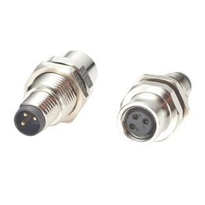 M8 A-Code 3 Pin Male to Female Bulkhead Connector Straight Industrial Sensor Circular Connector IP67 Shielded Feedthrough Panel Mount Socket Receptacle For Control Cabinet I/O System Automation (2PCS) M8 A-Code 3 Pin Male to Female Bulkhead Connector Straight Industrial Sensor Circular Connector IP67 Shielded Feedthrough Panel Mount Socket Receptacle For Control Cabinet I/O System Automation (2PCS)