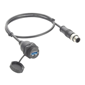 IP67 Industrial USB 3.0 Connection Cable USB A Female Socket to M12 5Pin B Code Male Flush Panel Mount Bulkhead Cable Compatible with IFM EC2099 for PDM360 NG Module,HMI,Control Panel (0.5M/1.64FT) IP67 Industrial USB 3.0 Connection Cable USB A Female Socket to M12 5Pin B Code Male Flush Panel Mount Bulkhead Cable Compatible with IFM EC2099 for PDM360 NG Module,HMI,Control Panel (0.5M/1.64FT)