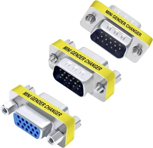3-Pack VGA Connector Female to Female Gender Changer Male to Female Adapter, Male to Male Coupler