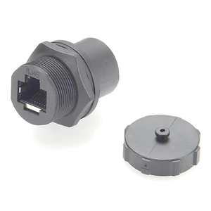 IP67 Waterproof RJ45 Cat5e Ethernet Coupler Flush Panel Mount Female to Female Bulkhead Pass Through LAN Network Shielded Connector with Dust Cap (Front Lock, 1PCS) IP67 Waterproof RJ45 Cat5e Ethernet Coupler Flush Panel Mount Female to Female Bulkhead Pass Through LAN Network Shielded Connector with Dust Cap (Front Lock, 1PCS)