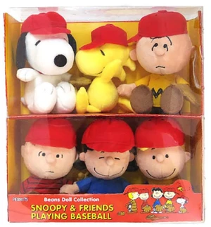 Snoopy Soft Bean Doll Set Playing Baseball