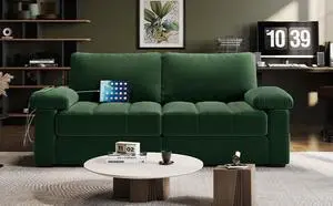 Yaheetech 79" Velvet Modern Sofa Couch with Storage Pockets and USB Ports, 2 Seater Comfy Loveseat Sleeper with Removable Armrest Pillow & Cover for Living Room, Apartment, Bedroom, Green Yaheetech 79" Velvet Modern Sofa Couch with Storage Pockets and USB Ports, 2 Seater Comfy Loveseat Sleeper with Removable Armrest Pillow & Cover for Living Room, Apartment, Bedroom, Green