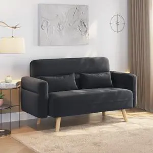 Yaheetech 46" Small Modern Fabric Sofa Loveseat Mid Century 2 Seater Sofa Couch with Lumbar Pillows, Solid Wood Legs for Living Room, Small Space, Dorm, Office, Bedroom, Dark Gray Yaheetech 46" Small Modern Fabric Sofa Loveseat Mid Century 2 Seater Sofa Couch with Lumbar Pillows, Solid Wood Legs for Living Room, Small Space, Dorm, Office, Bedroom, Dark Gray