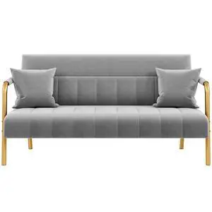 Yaheetech 56.5" W Modern Sofa Small Sofa Luxurious Velvet Fabric Couch with Gold-Tone Metal Arms and Legs for Living Room, Home Office, Studio Light Gray Yaheetech 56.5" W Modern Sofa Small Sofa Luxurious Velvet Fabric Couch with Gold-Tone Metal Arms and Legs for Living Room, Home Office, Studio Light Gray