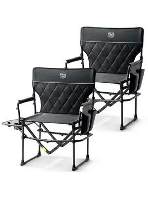 TIMBER RIDGE Heavy Duty Camping Chair with Compact Size, Portable Directors Chair with Side Table and Pocket for Camping, Lawn, Sports and Fishing, Supports Up to 400lbs, Black 2 Pack TIMBER RIDGE Heavy Duty Camping Chair with Compact Size, Portable Directors Chair with Side Table and Pocket for Camping, Lawn, Sports and Fishing, Supports Up to 400lbs, Black 2 Pack