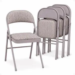 Sudden Comfort Steel Frame Folding Dining & Event Chairs, Chicory Lace Motif Upholstery, Beige - Foldable Seating with Cushioned Seat and Padded Back for Kitchen, Parties or Game Tables (Set of 4) Sudden Comfort Steel Frame Folding Dining & Event Chairs, Chicory Lace Motif Upholstery, Beige - Foldable Seating with Cushioned Seat and Padded Back for Kitchen, Parties or Game Tables (Set of 4)