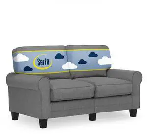 Serta Copenhagen Small Loveseat Sofa, 61 Inch Couch with Rolled Arms, Pocket Coil Seat Cushions, Removable Covers, Easy Care Polyester Upholstery for Living Room, Bedroom or Office, Dark Gray Serta Copenhagen Small Loveseat Sofa, 61 Inch Couch with Rolled Arms, Pocket Coil Seat Cushions, Removable Covers, Easy Care Polyester Upholstery for Living Room, Bedroom or Office, Dark Gray