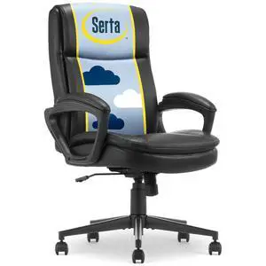 Serta Comfort Ergo Executive Office Chair, Ergonomic Mid-Back Design with Lumbar Support, Semi-Plush Double-Layer Seat Cushion, Padded Armrests, Swivel Metal Base, Bonded Leather, Black Serta Comfort Ergo Executive Office Chair, Ergonomic Mid-Back Design with Lumbar Support, Semi-Plush Double-Layer Seat Cushion, Padded Armrests, Swivel Metal Base, Bonded Leather, Black