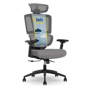 Serta AirHaven SX1200 Ergonomic Office Chair, High Back Mesh Desk Chair with Adjustable Headrest, Lumbar Support, 3D Armrests, ComfortCoils Seat, Swivel Computer Chair with Wheels, Gray Serta AirHaven SX1200 Ergonomic Office Chair, High Back Mesh Desk Chair with Adjustable Headrest, Lumbar Support, 3D Armrests, ComfortCoils Seat, Swivel Computer Chair with Wheels, Gray