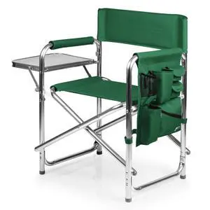 Sports Chair with Side Table and Armrest Caddy, Lightweight Aluminum Folding Outdoor Camping Chair for Adults, Portable Director Style Lawn Seating with Pockets & Strap, (Hunter Green) Sports Chair with Side Table and Armrest Caddy, Lightweight Aluminum Folding Outdoor Camping Chair for Adults, Portable Director Style Lawn Seating with Pockets & Strap, (Hunter Green)