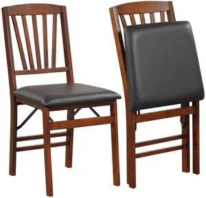 Giantex Folding Dining Chairs Set of 2, Foldable Wood Kitchen Chairs with Padded Seat, Solid Wood Frame, Max Load 400 Lbs, No Assembly Easy to Store Wooden Dining Chairs for Apartment, Small Space Giantex Folding Dining Chairs Set of 2, Foldable Wood Kitchen Chairs with Padded Seat, Solid Wood Frame, Max Load 400 Lbs, No Assembly Easy to Store Wooden Dining Chairs for Apartment, Small Space
