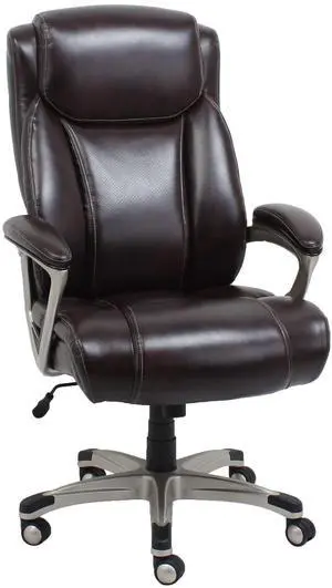 Amazon Basics Big and Tall Executive Office Chair with Lumbar Support, Adjustable Height, 360-Degree Swivel, 350-Pound Capacity, 28.5"D x 30.25"W x 47.9"H, Brown with Pewter Finish Amazon Basics Big and Tall Executive Office Chair with Lumbar Support, Adjustable Height, 360-Degree Swivel, 350-Pound Capacity, 28.5"D x 30.25"W x 47.9"H, Brown with Pewter Finish