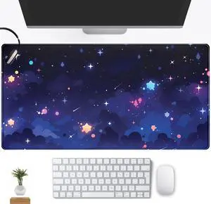 Blue Stars Desk Mat Cute Cloud Desk Pad, Aesthetic Starry Sky Mouse Mat Gaming Mousepad XXL, Extra Large Deskktop Mats for Keyboard and Mouse, Computer Laptop Mat Kawaii Desk Decor 31.5"x15.75" Blue Stars Desk Mat Cute Cloud Desk Pad, Aesthetic Starry Sky Mouse Mat Gaming Mousepad XXL, Extra Large Deskktop Mats for Keyboard and Mouse, Computer Laptop Mat Kawaii Desk Decor 31.5"x15.75"