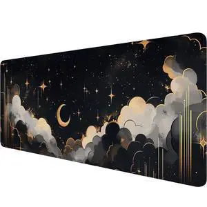 Stars Moon Mouse Pad Clouds Night Starry Sky Fantasy Large Gaming Mouse Mat with Stitched Edges,Non-Slip Waterproof Rubber Base Mous Mat Office Computer Keyboard Laptop Home 31.5x11.8 Inch Stars Moon Mouse Pad Clouds Night Starry Sky Fantasy Large Gaming Mouse Mat with Stitched Edges,Non-Slip Waterproof Rubber Base Mous Mat Office Computer Keyboard Laptop Home 31.5x11.8 Inch