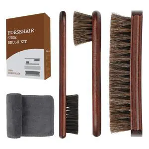 4-Piece 100% Horse Hair Shoe Brush Kit Premium Dauber Applicators Leather Care Cleaning Set with Polishing Brushes and Microfiber Cloth for Leather Suede Shoes Boots Bags Cars Cleaning Polishing 4-Piece 100% Horse Hair Shoe Brush Kit Premium Dauber Applicators Leather Care Cleaning Set with Polishing Brushes and Microfiber Cloth for Leather Suede Shoes Boots Bags Cars Cleaning Polishing