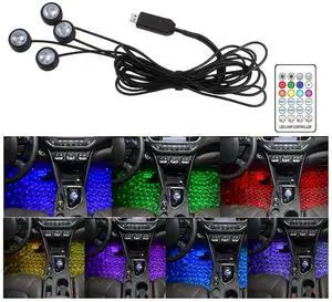 Car Interior LED Lights, 4 in 1 RGB Smart APP & Remote Control Vehicle Under Dash Neon Ambient Lighting with USB Port, Music Sync Auto Footwell Lamp, Universal for Truck SUV Sedan Car Interior LED Lights, 4 in 1 RGB Smart APP & Remote Control Vehicle Under Dash Neon Ambient Lighting with USB Port, Music Sync Auto Footwell Lamp, Universal for Truck SUV Sedan