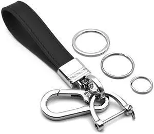 Multifunctional Car and Home Keychain Black Genuine Leather Key Chain and Metal Key Rings for Men Women, with 360 Degree Rotatable Snap Swivel and Anti-lost Screw Multifunctional Car and Home Keychain Black Genuine Leather Key Chain and Metal Key Rings for Men Women, with 360 Degree Rotatable Snap Swivel and Anti-lost Screw