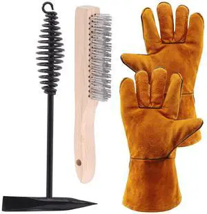 4Pcs 10'' Chipping Hammer With Coil Spring Handle and Wire Brush, Pair of Welding Gloves for Removing Slag and Residue 4Pcs 10'' Chipping Hammer With Coil Spring Handle and Wire Brush, Pair of Welding Gloves for Removing Slag and Residue
