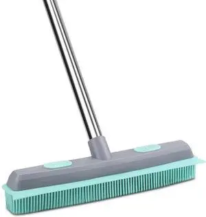 Pet Carpet Hair Rubber Broom with 49inch Long Handle, Portable Detailing Lint Remover, Soft Push Broom for Fluff Carpet, Hardwood, Tile, Window Pet Carpet Hair Rubber Broom with 49inch Long Handle, Portable Detailing Lint Remover, Soft Push Broom for Fluff Carpet, Hardwood, Tile, Window