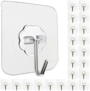 Wall Hooks Heavy Duty Self Adhesive Hooks 24 Pack 33lb Max, Transparent, Waterproof, Stick On/Sticky Hooks for Keys, Bathroom, Shower, Outdoor, Kitchen, Door, Home Improvement, Utility Hooks Wall Hooks Heavy Duty Self Adhesive Hooks 24 Pack 33lb Max, Transparent, Waterproof, Stick On/Sticky Hooks for Keys, Bathroom, Shower, Outdoor, Kitchen, Door, Home Improvement, Utility Hooks