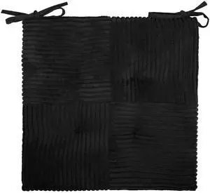 Office Stacking Chair Cushion with Ties, Corduroy High Density Foam Non-Slip Kitchen Seat Cushion, Square 17" x 17" Indoor Dining Chair Pads, Black, 1 PCS Office Stacking Chair Cushion with Ties, Corduroy High Density Foam Non-Slip Kitchen Seat Cushion, Square 17" x 17" Indoor Dining Chair Pads, Black, 1 PCS