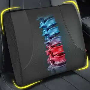 Lumbar Support Pillow for Car: Ergonomic Memory Foam Lumbar Pillow for Long Drives, Lower Back Support for Pain Relief, Dual Adjustable Straps, Back Cushion for Car Seat, Office Chair - Black Lumbar Support Pillow for Car: Ergonomic Memory Foam Lumbar Pillow for Long Drives, Lower Back Support for Pain Relief, Dual Adjustable Straps, Back Cushion for Car Seat, Office Chair - Black