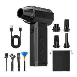 Cordless Electric Air Duster 120g Thrust (130,000 RPM), Mini Turbo Fan & Blower, 3-Speed, 4 Nozzles Ultra Quiet for PC Cleaning, Keyboard, Car Detailing, Inflatables, Camping Cordless Electric Air Duster 120g Thrust (130,000 RPM), Mini Turbo Fan & Blower, 3-Speed, 4 Nozzles Ultra Quiet for PC Cleaning, Keyboard, Car Detailing, Inflatables, Camping