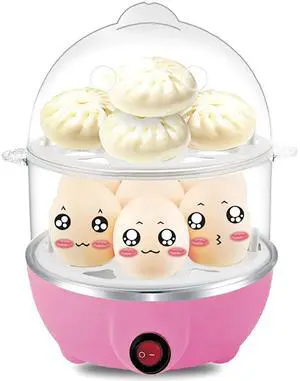 Egg Steamer, Two Layers Pink 6 Inch Diameter Plug-in Steamer for Egg, Corn, Stuffed Bun and Meal (Pink) Egg Steamer, Two Layers Pink 6 Inch Diameter Plug-in Steamer for Egg, Corn, Stuffed Bun and Meal (Pink)