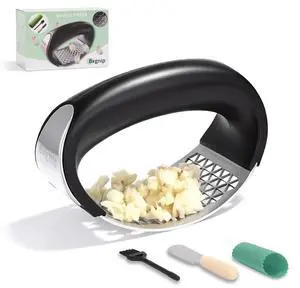 Garlic Press Rocker, Stainless Steel Garlic Mincer with Triangular Holes Effortless Squeeze for Weak Hands, Easy to Clean, Medium Garlic Crusher for Home Kitchen Garlic Press Rocker, Stainless Steel Garlic Mincer with Triangular Holes Effortless Squeeze for Weak Hands, Easy to Clean, Medium Garlic Crusher for Home Kitchen
