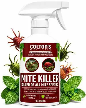 Mite Killer Spray Kills Dust, Bird, Carpet & Household Mites Fast | Non-Toxic, Kid & Pet Safe Formula for Bedding, Furniture & Home | 16 oz Mite Killer Spray Kills Dust, Bird, Carpet & Household Mites Fast | Non-Toxic, Kid & Pet Safe Formula for Bedding, Furniture & Home | 16 oz